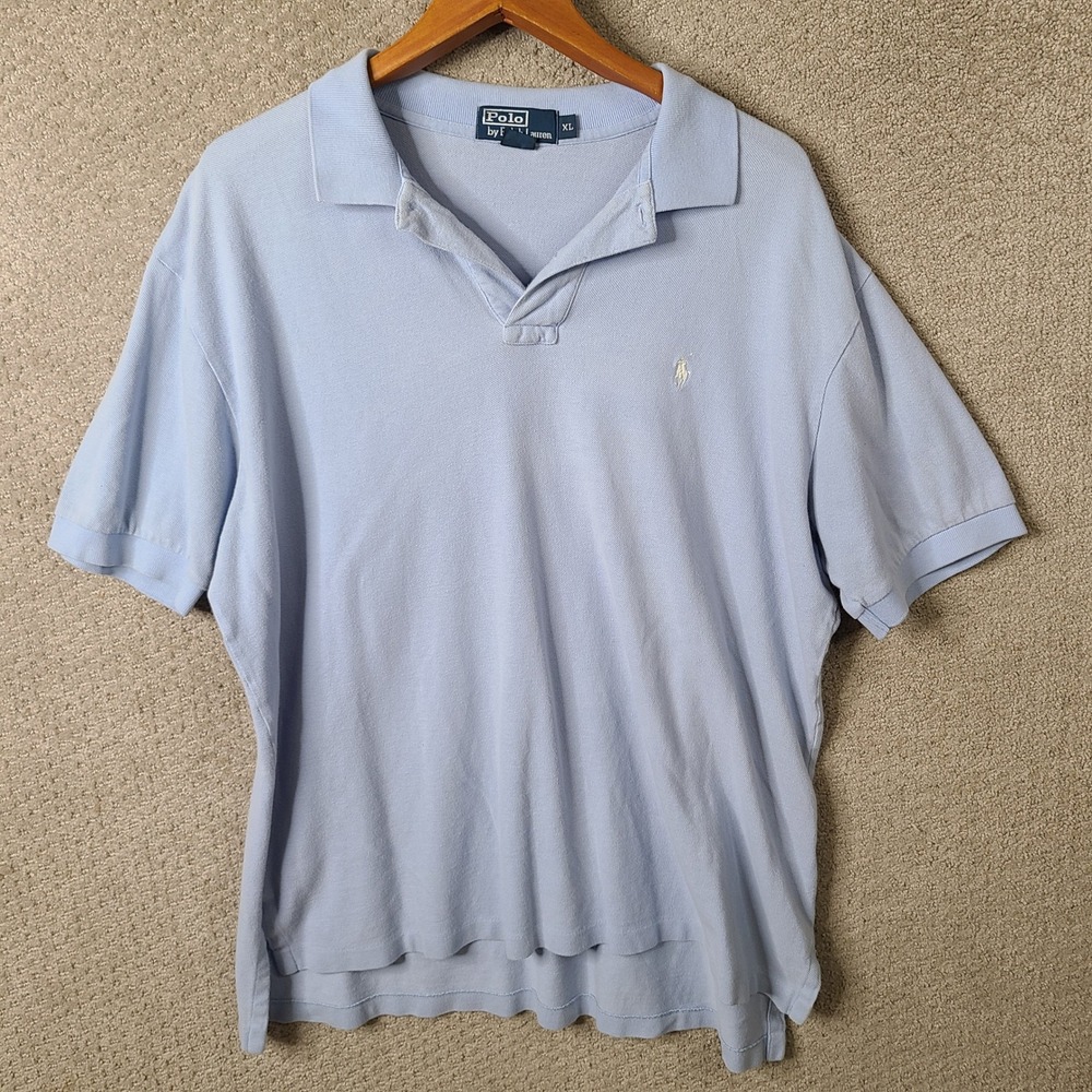 Polo Ralph Lauren Shirt Mens XL Light Blue Polo Short Sleeve Cotton Casual Sport
